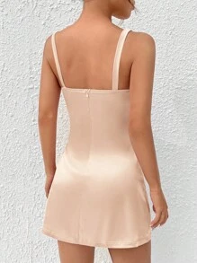 SHEIN PETITE Solid Cami Dress - Champagne - View 2