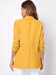 SHEIN LUNE Mujeres Moda Clásica Primavera Amarillo Blazer Para La Conmutación Diaria - Amarillo - Ver 2