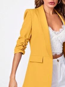 SHEIN LUNE Mujeres Moda Clásica Primavera Amarillo Blazer Para La Conmutación Diaria - Amarillo - Ver 5
