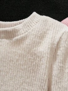 SHEIN 嬰兒女孩休閒全配針織上衣套裝，3件組 - 彩色 - 查看 5