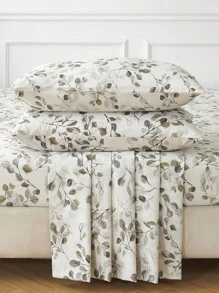 Bộ 4 tấm/bộ Bộ ga trải giường họa tiết hoa lá thực vật Bộ ga trải giường mềm mại dễ chăm sóc bằng sợi nhỏ Bộ ga trải giường vừa vặn (1 tấm ga trải giường phẳng + 1 tấm ga trải giường vừa vặn + 2 vỏ gối) Bộ ga trải giường vừa vặn King Queen Full TWIN KÍCH THƯỚC Túi sâu lên đến 11,8 inch Vỏ gối, mềm mại, thoáng khí, không nhăn Tốt hơn cho giấc ngủ, Phong cách khách sạn sang trọng, Quà tặng cho bố mẹ Bạn bè Bộ đồ giường ký túc xá Bộ đồ giường trường học - trắng - Xem 2