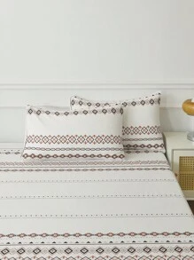 4 件波西米亚几何波西米亚图案床单套件，易于护理超细纤维柔软床上用品套件，床笠套件（1 件床单 + 1 件床笠 + 2 个枕套）床笠套件，特大号双人床，全尺寸床单，深口袋，最大 11.8 英寸枕套，柔软透气防皱，更适合睡眠，豪华酒店风格，送给妈妈爸爸朋友的礼物，宿舍床上用品，返校床上用品 - 彩色 - 查看 8