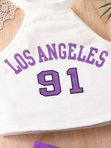 SHEIN Bộ hai mảnh Gái Xếp li Lá thư Giải trí - Nhiều màu - Xem 3