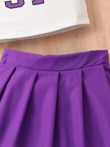 SHEIN Bộ hai mảnh Gái Xếp li Lá thư Giải trí - Nhiều màu - Xem 4