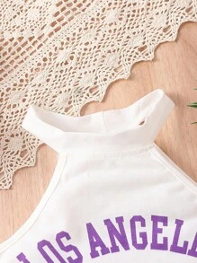 SHEIN Bộ hai mảnh Gái Xếp li Lá thư Giải trí - Nhiều màu - Xem 6