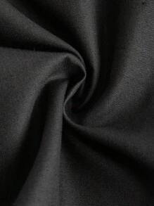 SHEIN MOD Vestido unicolor ribete con fruncido de manga farol - Negro - Ver 4