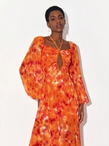 Daniela Ricciardelli 紮染鏤空高衩連衣裙 - 彩色 - 查看 4