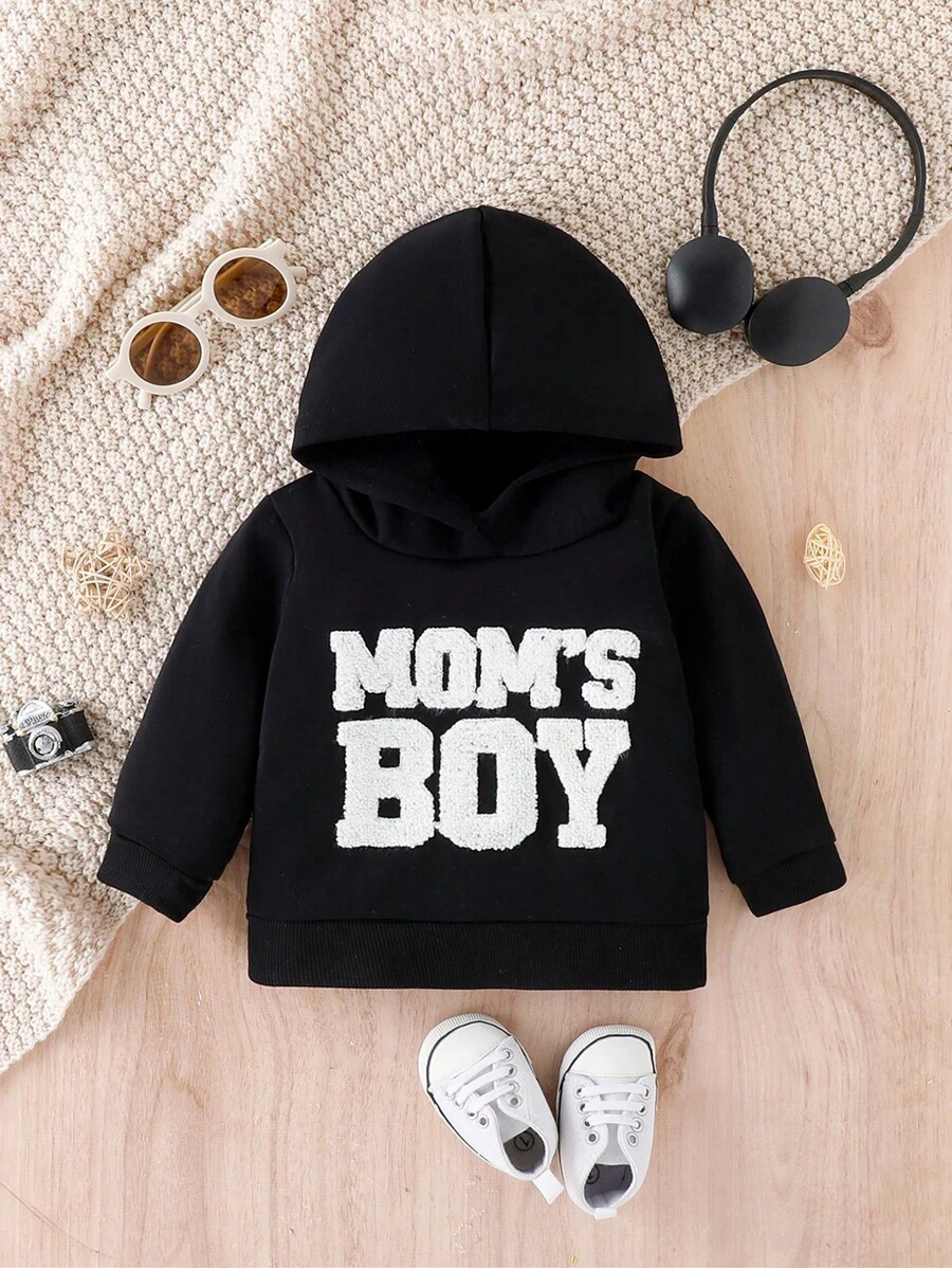 男婴字母图案卫衣 - 黑色 - 查看 1