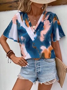 Breezaya 滿版印花蝴蝶袖襯衫 - 彩色 - 查看 3