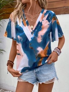 Breezaya 滿版印花蝴蝶袖襯衫 - 彩色 - 查看 5