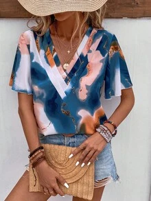 Breezaya 滿版印花蝴蝶袖襯衫 - 彩色 - 查看 6