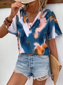 Breezaya 滿版印花蝴蝶袖襯衫 - 彩色 - 查看 2