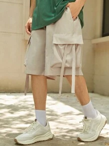 Manfinity EMRG 男士翻蓋口袋工裝短褲 - 卡其色 - 查看 1