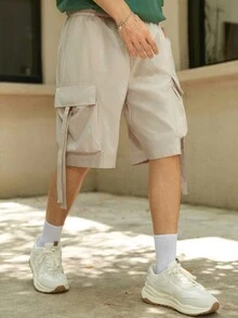 Manfinity EMRG 男士翻蓋口袋工裝短褲 - 卡其色 - 查看 5