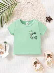 SHEIN Baby Bear & Coconut Tree Print Tee - Green - View 2