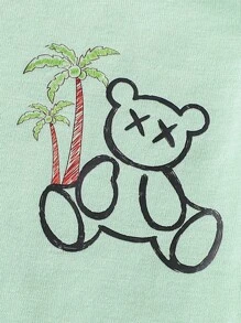 SHEIN Baby Bear & Coconut Tree Print Tee - Green - View 7