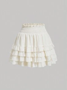 SHEIN MOD Frill Trim Layer Hem Skirt