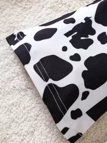 Baby Cow Print Flare Leg Trousers - Black and White - View 6