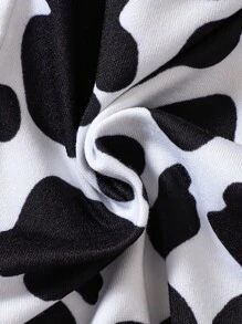 Baby Cow Print Flare Leg Trousers - Black and White - View 7