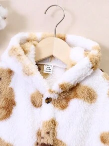 女嬰小熊印花連帽斗篷外套 - 彩色 - 查看 3