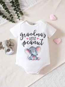 SHEIN Baby Girl Cartoon & Letter Graphic Tee Bodysuit