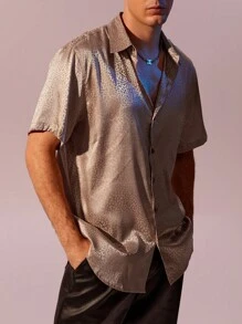 Manfinity AFTRDRK Áo sơ mi Nam Nút phía trước màu trơn Giải trí - Màu Khaki - Xem 4
