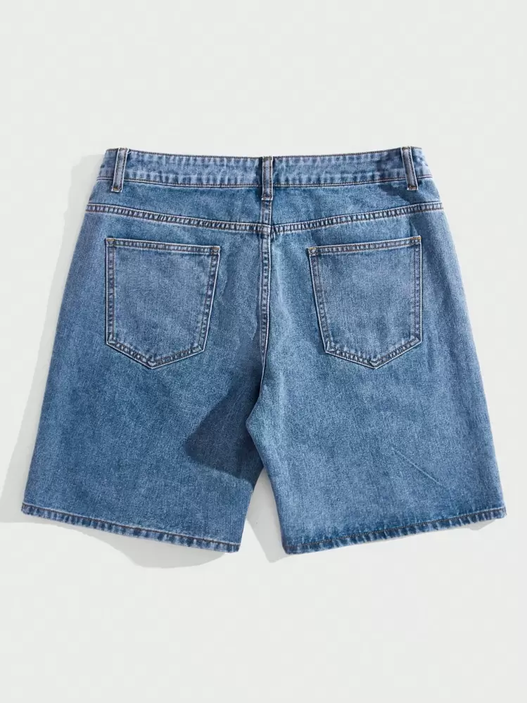 ROMWE MEN Prep Men Star Print Denim Shorts Jorts | SHEIN USA