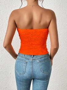 SHEIN Essnce Áo nữ màu trơn Giải trí - trái cam - Xem 5