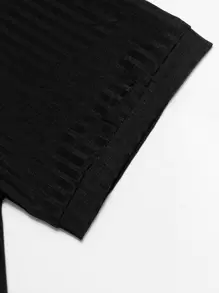 Manfinity Homme Polo Liso Para Hombre, Polo Informal De Trabajo Negro Liso Con Botones Para Marido - Negro - Ver 3