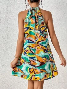 SHEIN Privé Đầm Buộc lại Tất cả trên in Boho - Nhiều màu - Xem 4