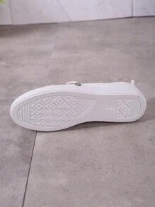 Sporty Sneakers For Women, Letter Graphic Lace-up Front Skate Shoes - White - View 7