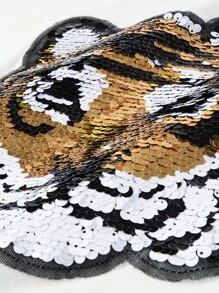 Manfinity Hypemode Lỏng lẻo phù hợp Nam Có thể mặc đảo ngược Kim sa Hình con hổ Thả vai Áo thun - trắng - Xem 5