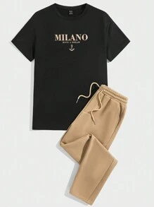 GENTILAND Bộ hai mảnh Nam Dây kéo Túi Slogan Giải trí - Nhiều màu - Xem 5