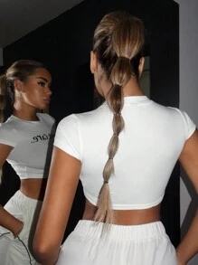 SHEIN ICON Áo thun nữ Slogan Giải trí - trắng - Xem 6
