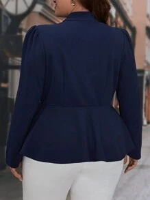 SHEIN Clasi Talla grande Blazer escote V detalle bajo con fruncido con parte delantera abierta