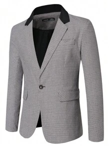 Manfinity Mode Men Houndstooth Print Single Button Blazer - Multicolor - View 1