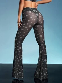 SHEIN ICON Quần nữ cắt Hình học Tất cả trên in Gợi cảm - Đen và trắng - Xem 2