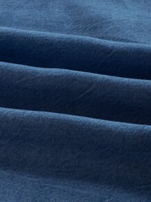 SHEIN VCAY 女式休闲牛仔效果长袖衬衫，春夏季，长袖上衣