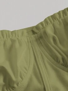 SHEIN MOD Ruched Bust Asymmetrical Hem Tee - Army Green - View 4