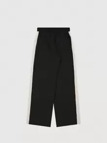 INFLATION Men Contrast Side Seam Slant Pocket Trousers - Black - View 2