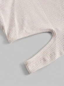 SHEIN MOD Áo khoác và áo lót dành cho xe tăng nữ Cắt ra Gân đan màu trơn Giải trí - Màu be - Xem 3