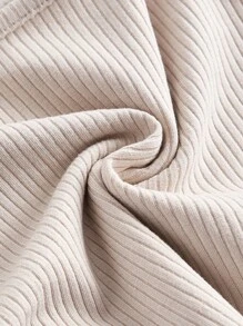 SHEIN MOD Áo khoác và áo lót dành cho xe tăng nữ Cắt ra Gân đan màu trơn Giải trí - Màu be - Xem 4