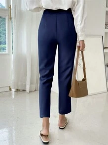 DAZY Pantaloni casual a gamba dritta con tasche, tinta unita, pantaloni casual/eleganti da donna