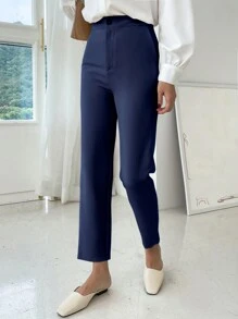 DAZY Pantaloni casual a gamba dritta con tasche, tinta unita, pantaloni casual/eleganti da donna
