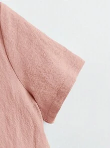 SHEIN 小男童前紐扣襯衫&短褲不帶T恤 - 珊瑚粉 - 查看 3