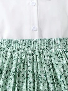 SHEIN 女大童花卉刺繡彼得潘領泡泡袖襯衫和百褶半身裙 - 彩色 - 查看 5