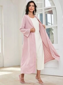 Al Najma 素色開門襟百褶阿拉伯罩袍 - 粉色 - 查看 5