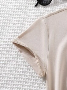 Tops con gái Hoạt hình Lá thư Giải trí - Màu be - Xem 5