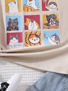 Tops con gái Hoạt hình Lá thư Giải trí - Màu be - Xem 7