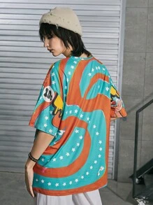 Nacheramosart Figure Graphic Drop Shoulder Tee - Multicolor - View 2